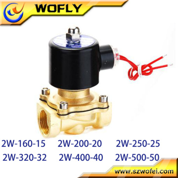 Válvula de solenoide de latón de 12V / 24V de CC de bajo precio de 2/2 vías normalmente cerrada Temperatura normal Presión media